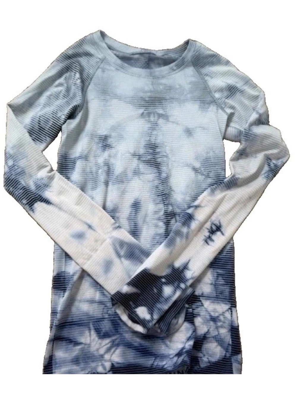 lululemon athletica Ribbed Tie-Dye Long Sleeve Top - Blue & White size 2